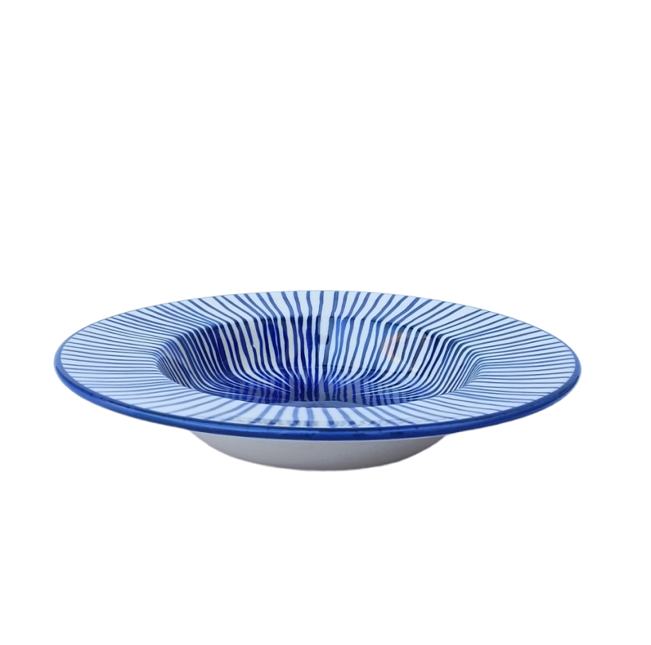 Blue lines Deep Ceramic Pasta Plates - ECC1054
