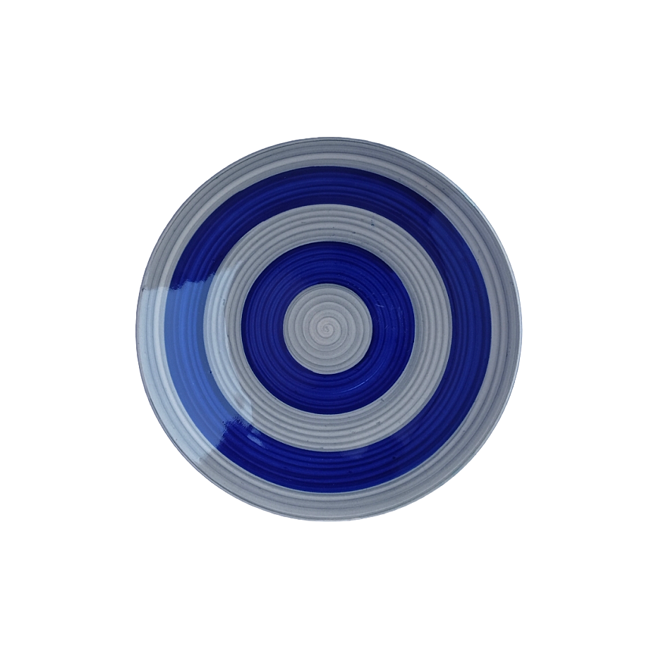 Blue & grey stripe - Ceramic plate
