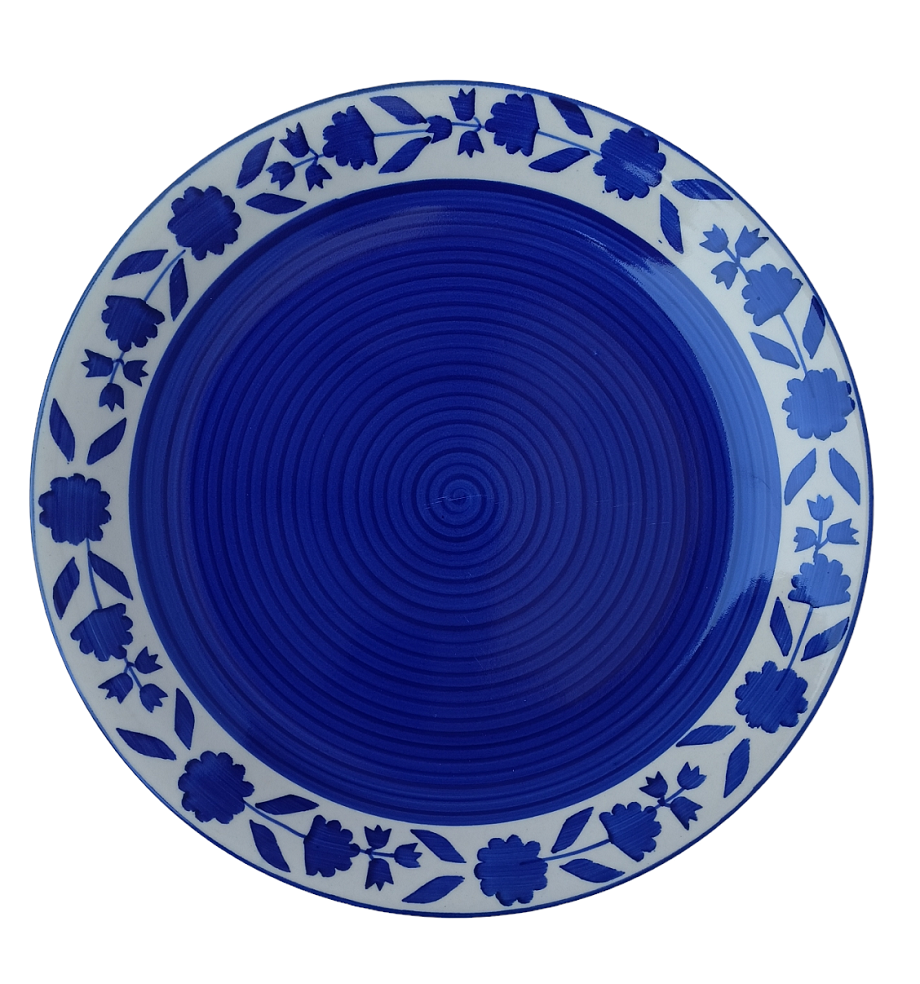 Blue Floral Ceramic Rice Plate - ECC1029